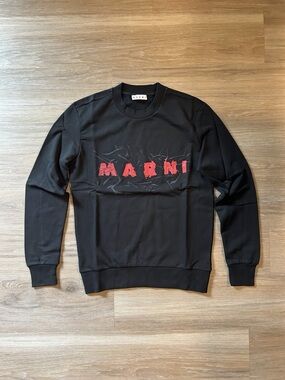 Pre-Owned Marni Black Logo Crewneck Sweatshirt - Size Medium